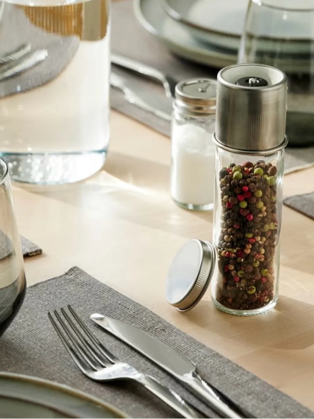 IKEA CITRONHAJ Spice mill, clear glass/stainless steel, 6 